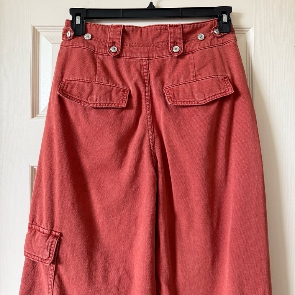 Pilcro Anthropologie Wide Leg High Rise Baggy Cargo Pants Women Sz 27 Terracotta - Picture 6 of 16
